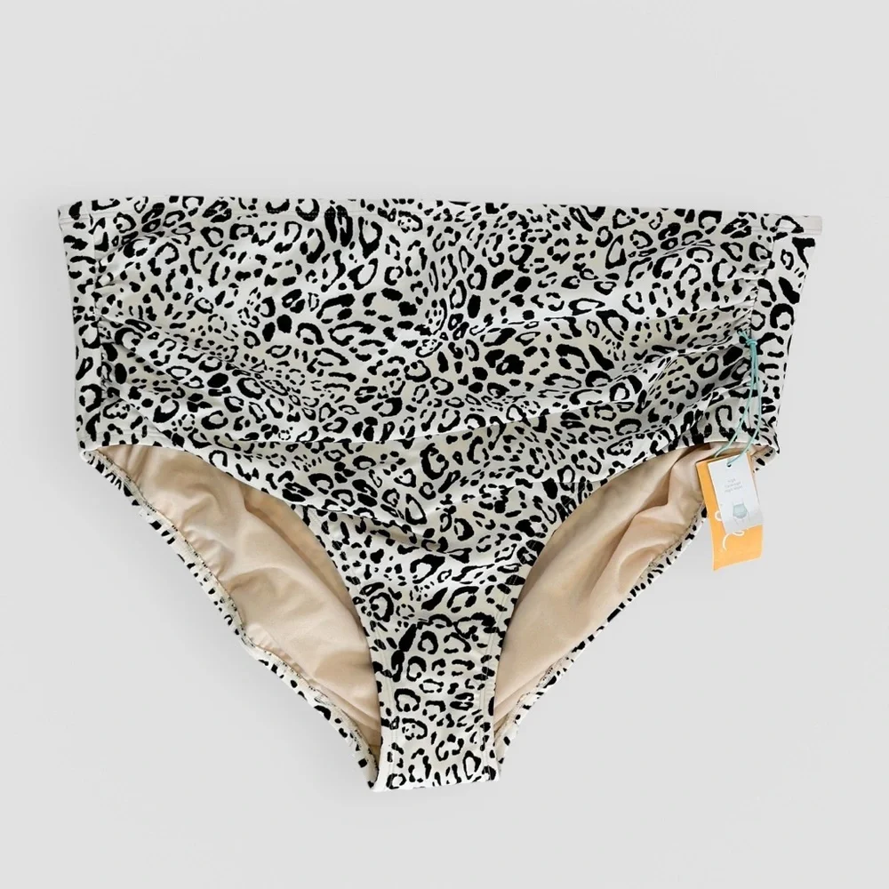 NWT Kona Sol Swim Bottoms Size 2X Multicolor Animal Print High Waist Beach